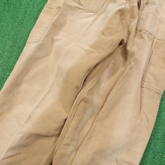 Carhartt Bib Overalls Mens 38x30 Brown Duck Double Knee Workwear Canvas R01 BRN - Picture 11 of 16